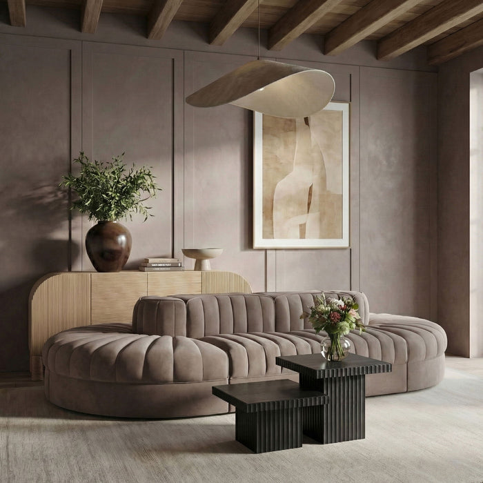 Rummi - Oval Velvet Performance Fabric Upholstered 8 Piece Modular Sectional - Simple Home Plus