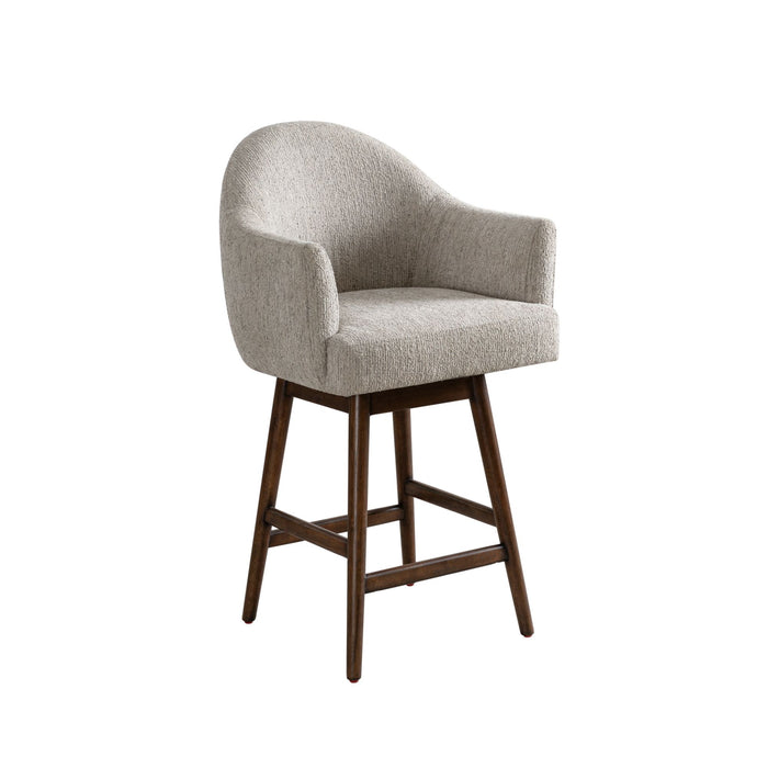 Jaxon - Brown Solid Wood Upholstered 26" Counter Height Swivel Barstool - Simple Home Plus