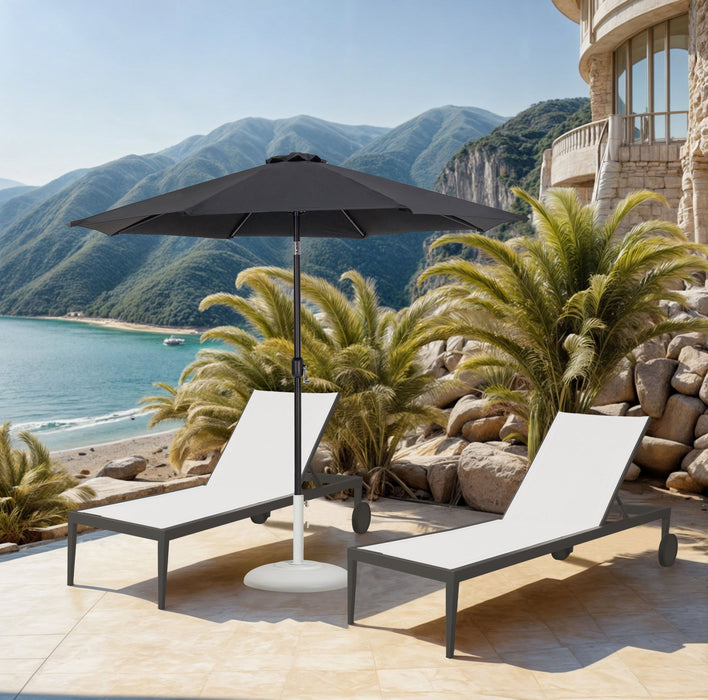 Fiji - Aluminum Patio Umbrella With Round White And Black Base - Simple Home Plus
