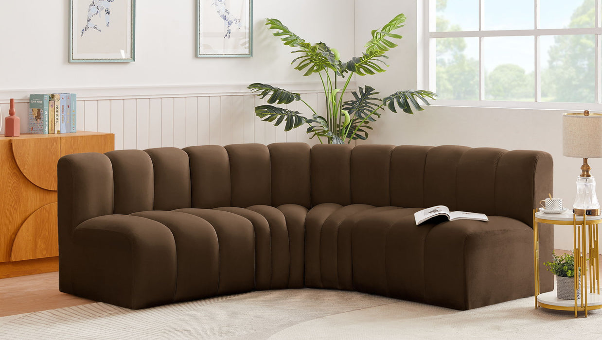 Arc - Velvet 4 Piece Corner Modular Sofa - Simple Home Plus