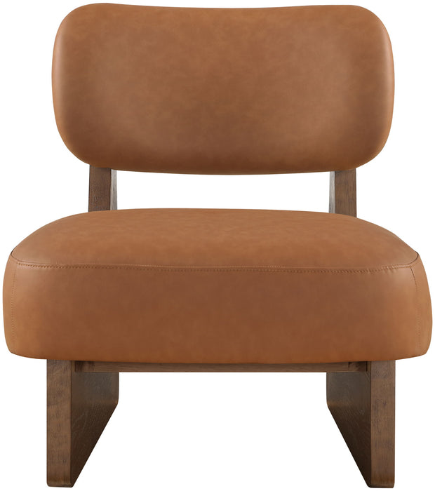 Vetra - Vegan Leather Upholstered Accent Chair With Brown Base - Simple Home Plus