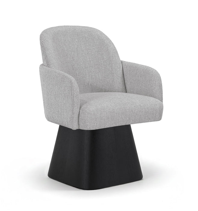 Marlowe - Linen Textured Fabric Upholstered Swivel Dining Arm Chair - Stained Black - Simple Home Plus