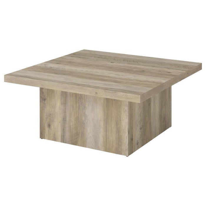 Devar - Square Engineered Wood Coffee Table - Distressed Pine - Simple Home Plus