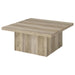 Devar - Square Engineered Wood Coffee Table - Distressed Pine - Simple Home Plus