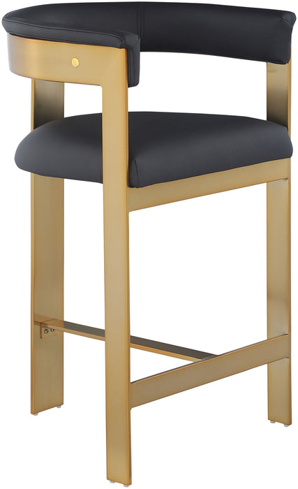Romeo - Faux Leather Counter Stool With Gold Base (Set of 2) - Simple Home Plus
