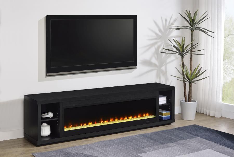 Deiter - 79" TV Stand Fireplace Media Console - Black - Simple Home Plus