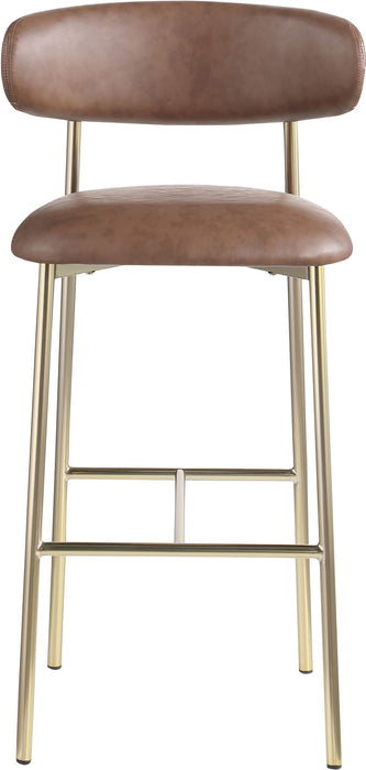 Lupita - Vegan Leather Upholstered Bar Stool With Brushed Gold Frame (Set of 2) - Simple Home Plus