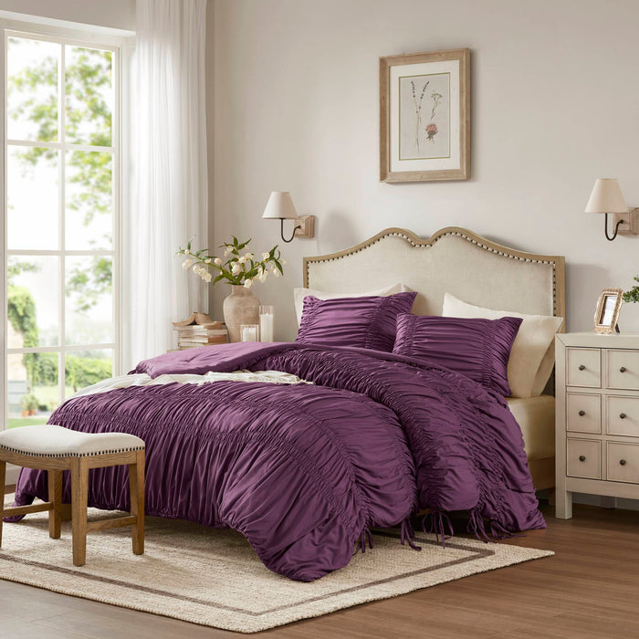 Mia - 3 Piece Queen Comforter Set - Purple - Simple Home Plus