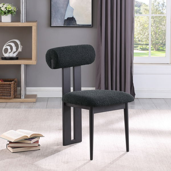 Dario - Boucle Dining Chair With Black Frame (Set of 2)