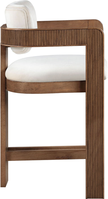 Sacha - Velvet Stool With Brown Base - Simple Home Plus