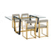 Kai Anastasia - Rectangular Glass Dining Table Set - Gold Brushed Base - Simple Home Plus