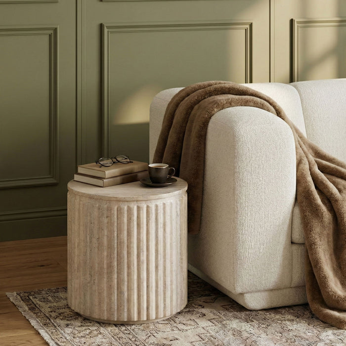 Catania - Concrete Indoor/Outdoor End Table - Travertine - Simple Home Plus