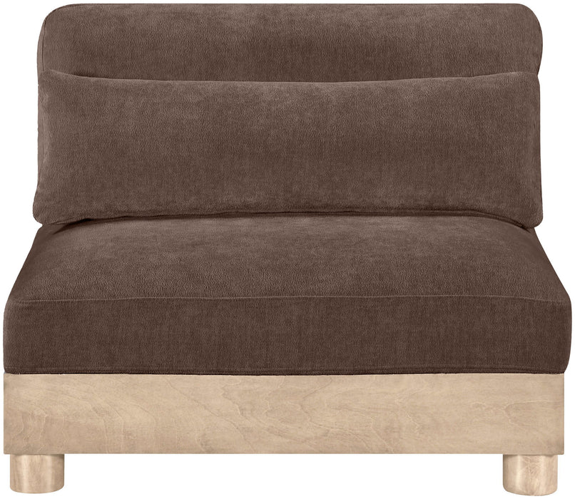 Turin - Chenille Fabric Upholstered Modular Armless Chair - Natural Base - Simple Home Plus