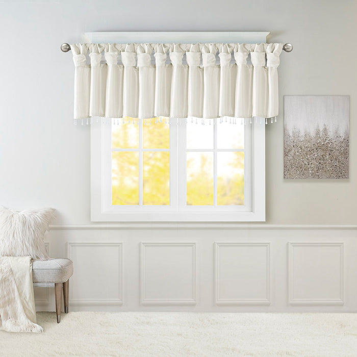 Emilia - Lightweight Valance With Beads - White - Simple Home Plus