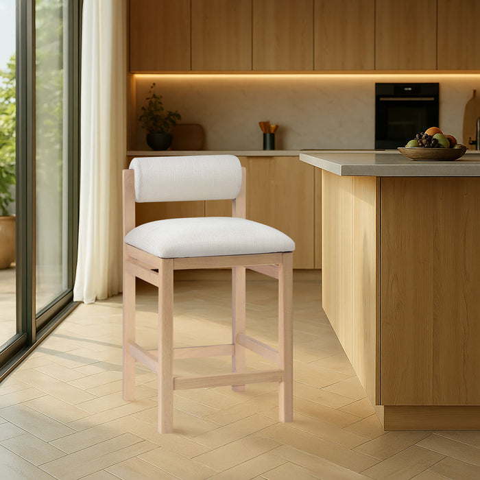 Roundhill - Fabric Counter Stool - Natural Frame - Simple Home Plus