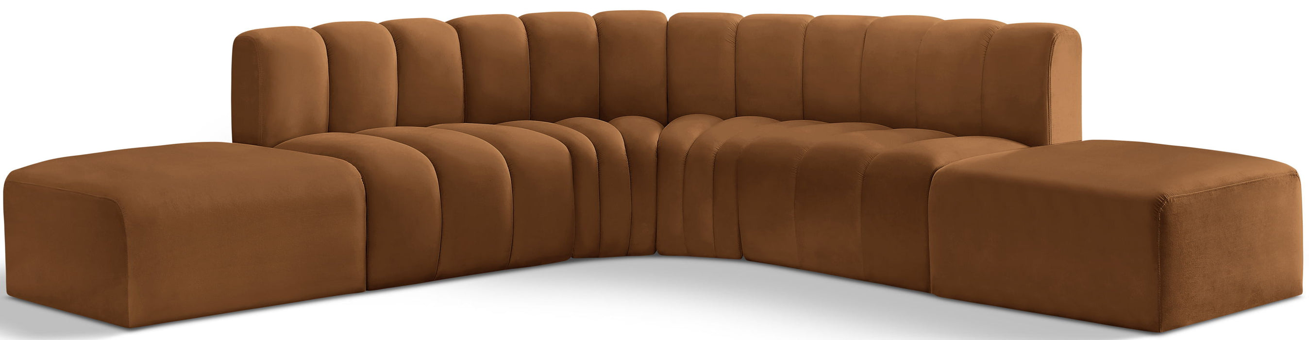 Arc - Velvet 6 Piece Corner Modular Sofa - Saddle - Simple Home Plus