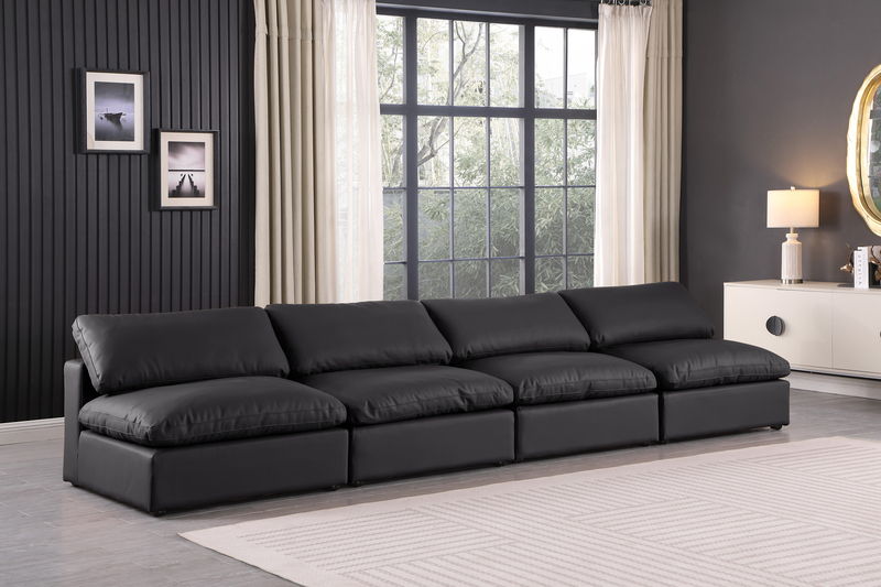 Comfy - Faux Leather Modular Armless Sofa 4 Seats