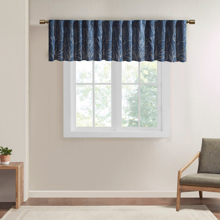 Andora - Embroidered Window Valance - Navy - Simple Home Plus