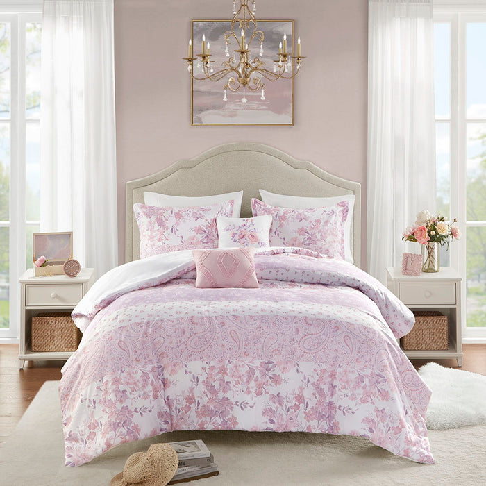 Oliena - Floral Paisley Comforter Set - Pink - Simple Home Plus