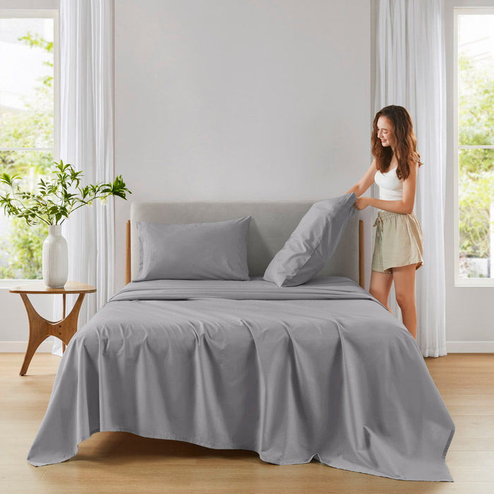 Cotton 144TC - Queen Solid Sheet Set - Dark Gray - Simple Home Plus