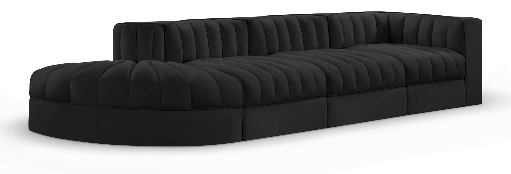 Rummi - Velvet Performance Fabric Upholstered 4 Piece Modular Sectional With Reverse Corner Chair - Simple Home Plus