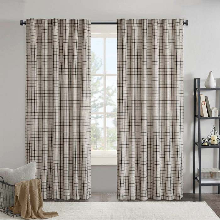 Anaheim - 50x84" Plaid Rod Pocket And Back Tab Curtain Panel With Fleece Lining - Black - Simple Home Plus