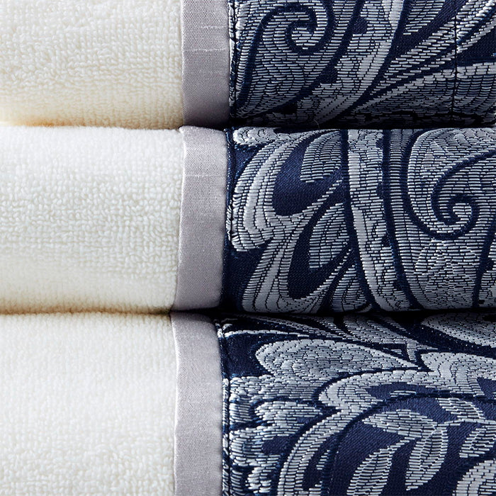 Aubrey - 6 Piece Jacquard Towel Set - Navy - Simple Home Plus