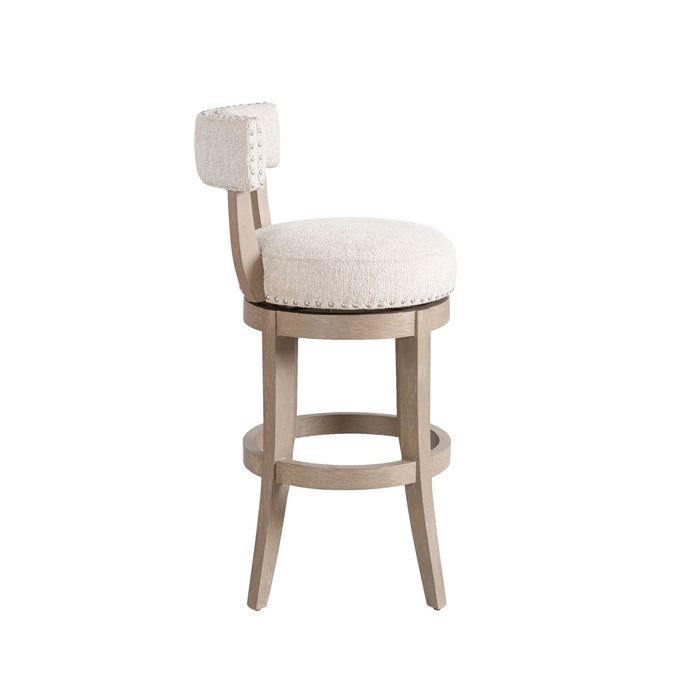 Mystic - Solid Wood Upholstered 30" Bar Height Swivel Barstool - Simple Home Plus