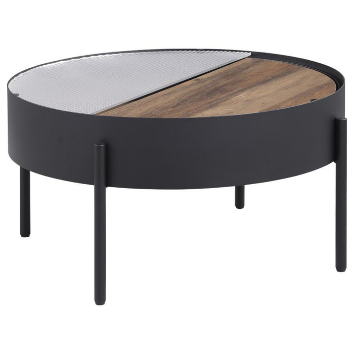 Ozella - Round Table With Hidden Storage Sandy - Simple Home Plus