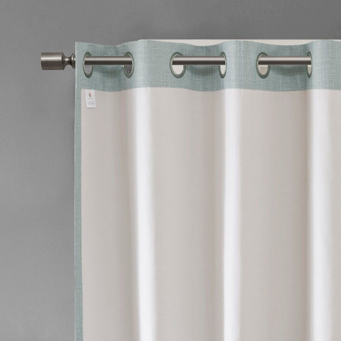 Maya - Printed Heathered Total Blackout Window Patio Panel - Aqua - Simple Home Plus