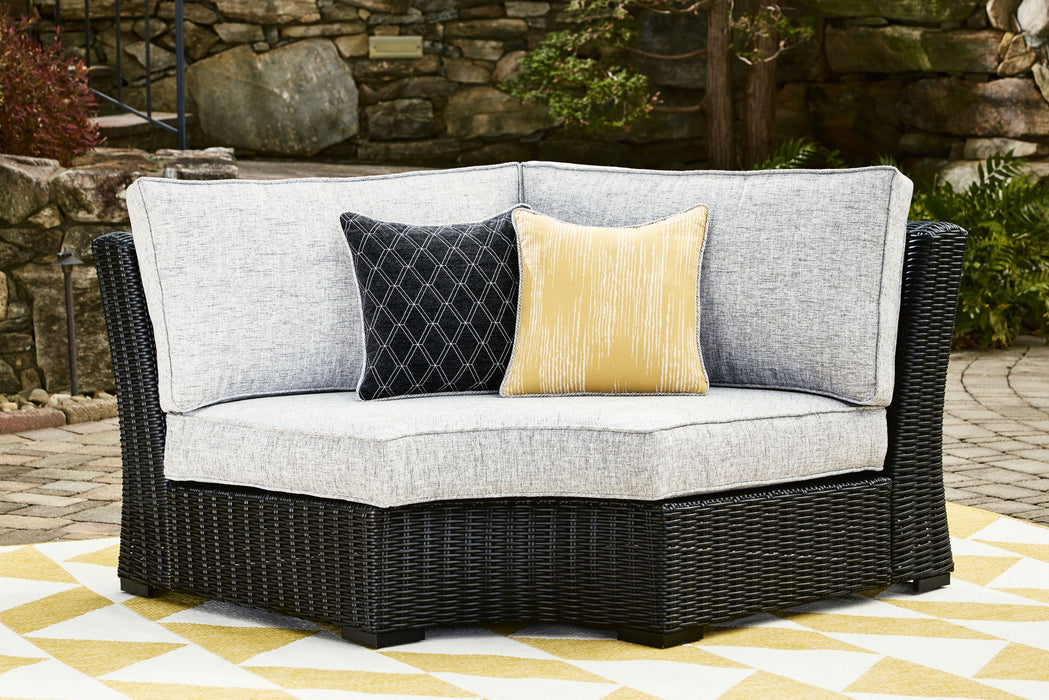 Beachcroft - Curved Corner Chair With Cushion - Black / Light Gray - Simple Home Plus