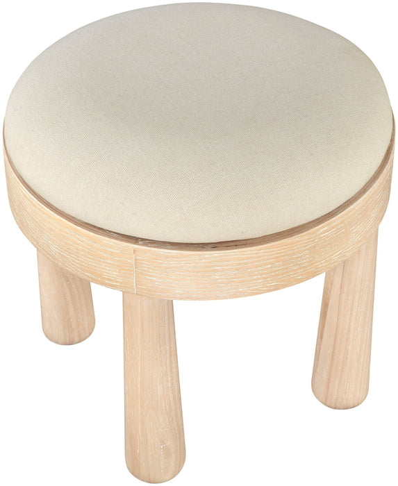 Larea - Linen Textured Fabric Ottoman - Natural Base - Simple Home Plus
