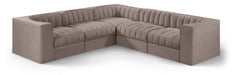 Rummi - Symmetrical Velvet Performance Fabric Upholstered 5 Piece Modular Sectional - Simple Home Plus