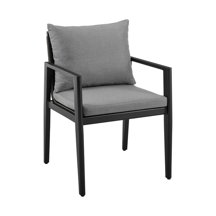 Cayman - Outdoor Patio Dining Chairs With Arms In Aluminum With Gray Cushions - (Set Of 2) - Simple Home Plus