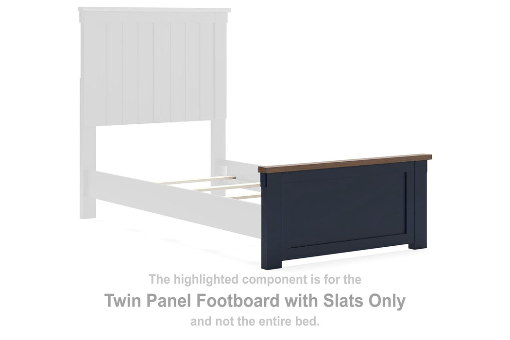 Landocken - Twin Panel Footboard With Slats - Brown / Blue - Simple Home Plus