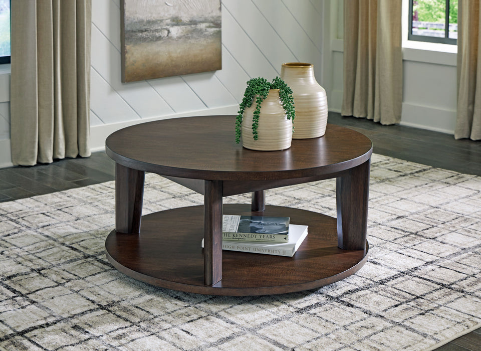 Korestone 2 - Dark Brown - Round Cocktail Table - Simple Home Plus