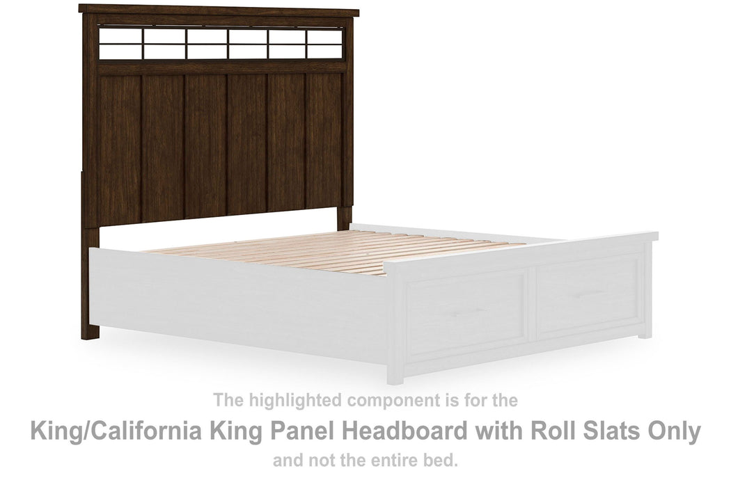 Taffenbrook - King/California King Panel Headboard With Roll Slats - Medium Brown - Simple Home Plus
