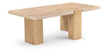 Ravenna - Genuine Fabric Travertine And Oak Wood Table - Simple Home Plus