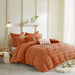 Brooklyn - Cotton Jacquard Queen Duvet Cover Set With Euro Shams and Throw Pillows - Rust - Simple Home Plus