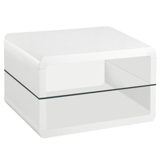 Elana - 1-Shelf Rectangular Side End Table - White High Gloss - Simple Home Plus