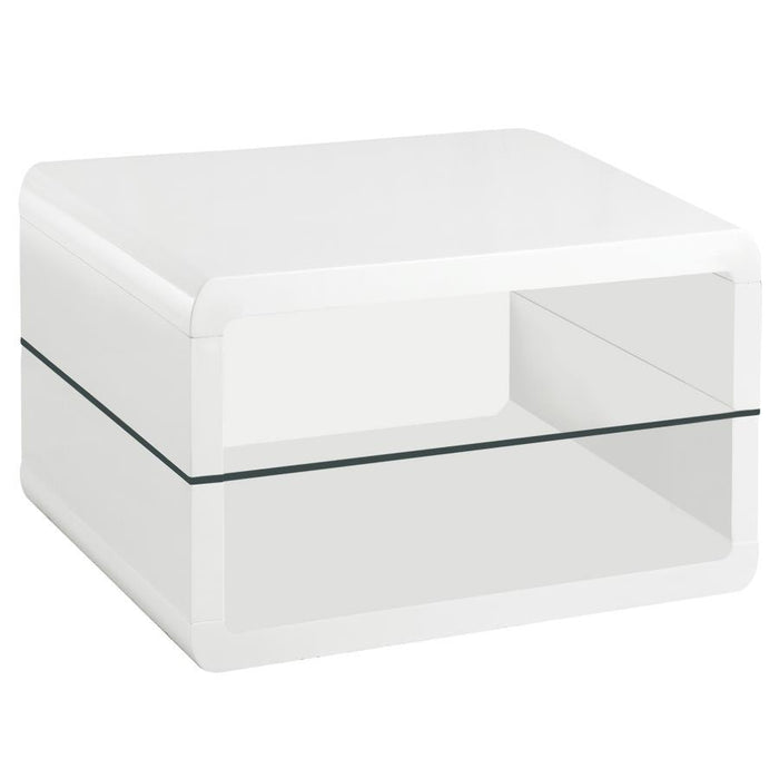 Elana - 1-Shelf Rectangular Side End Table - White High Gloss - Simple Home Plus