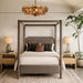 Salina - Velvet Upholstered Bed - Taupe - Simple Home Plus