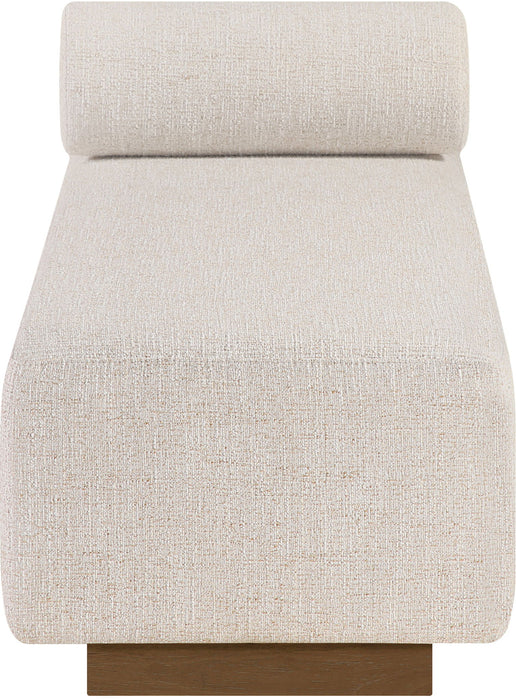 Zephyr - Linen Textured Fabric Upholstered Chaise - Painted Brown Walnut Base - Simple Home Plus