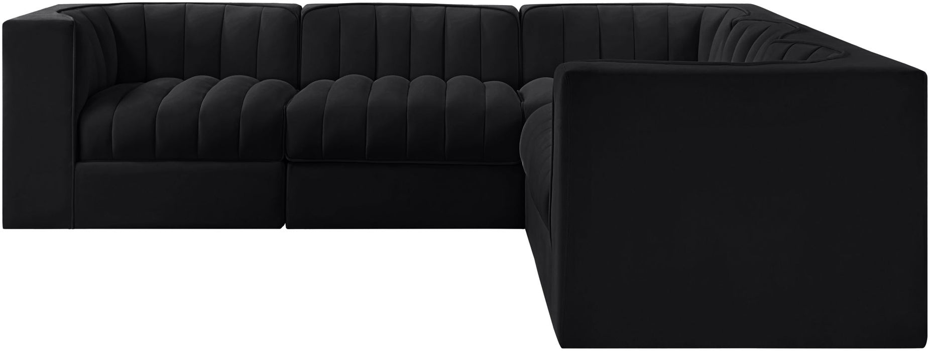 Rummi - Symmetrical Velvet Performance Fabric Upholstered 5 Piece Modular Sectional - Simple Home Plus