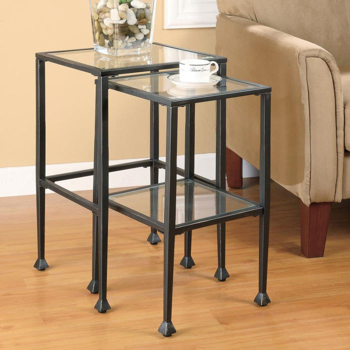 Leilani - 2 Piece Glass Top Nesting Table Set - Black - Simple Home Plus