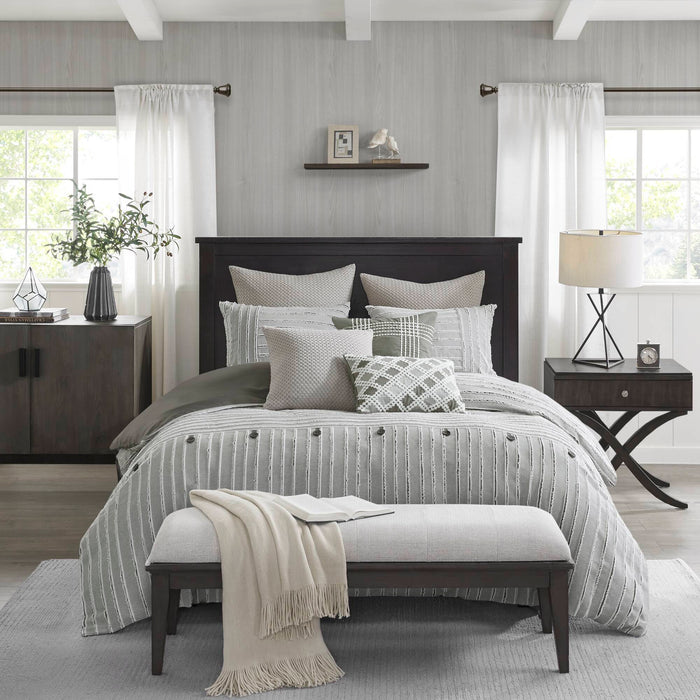 Essence - Queen 8 Piece Clip Comforter Set - Gray - Simple Home Plus