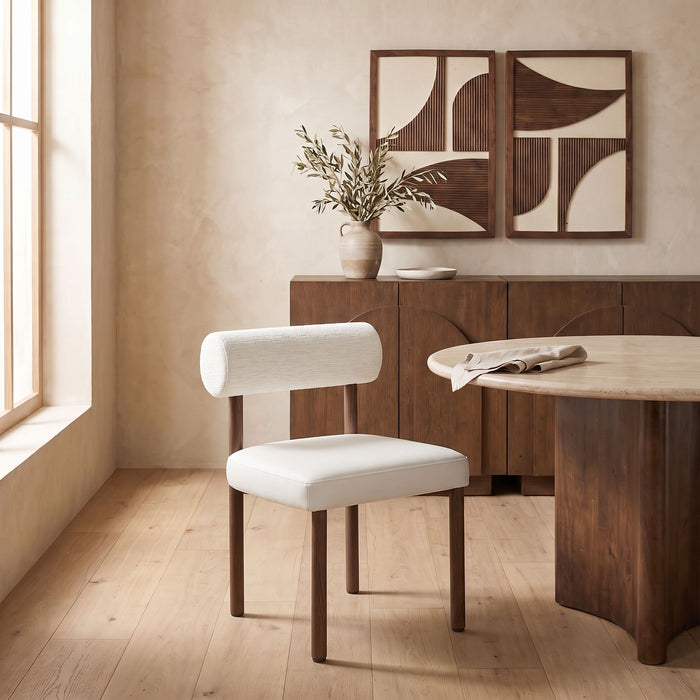 Paramo - Chenille Fabric and Vegan Leather Upholstered Dining Chair