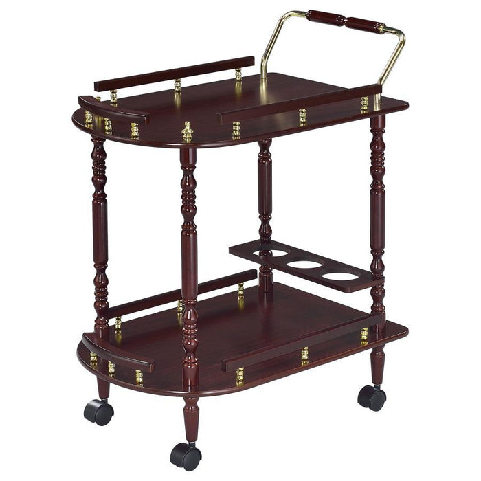 Palmer - 2-Tier Rectangular Wood Bar Cart - Merlot - Simple Home Plus