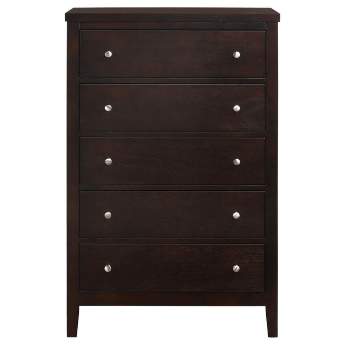 Carlton - 5-Drawer Bedroom Chest - Cappuccino - Simple Home Plus