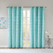 Raina - 84" Total Blackout Metallic Print Grommet Top Curtain Panel - Aqua / Silver - Simple Home Plus